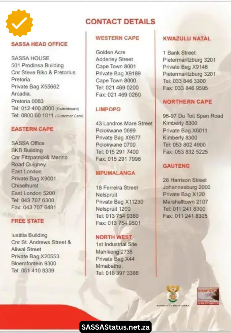 SASSA Offices in Each Province With SAASA Contact Details